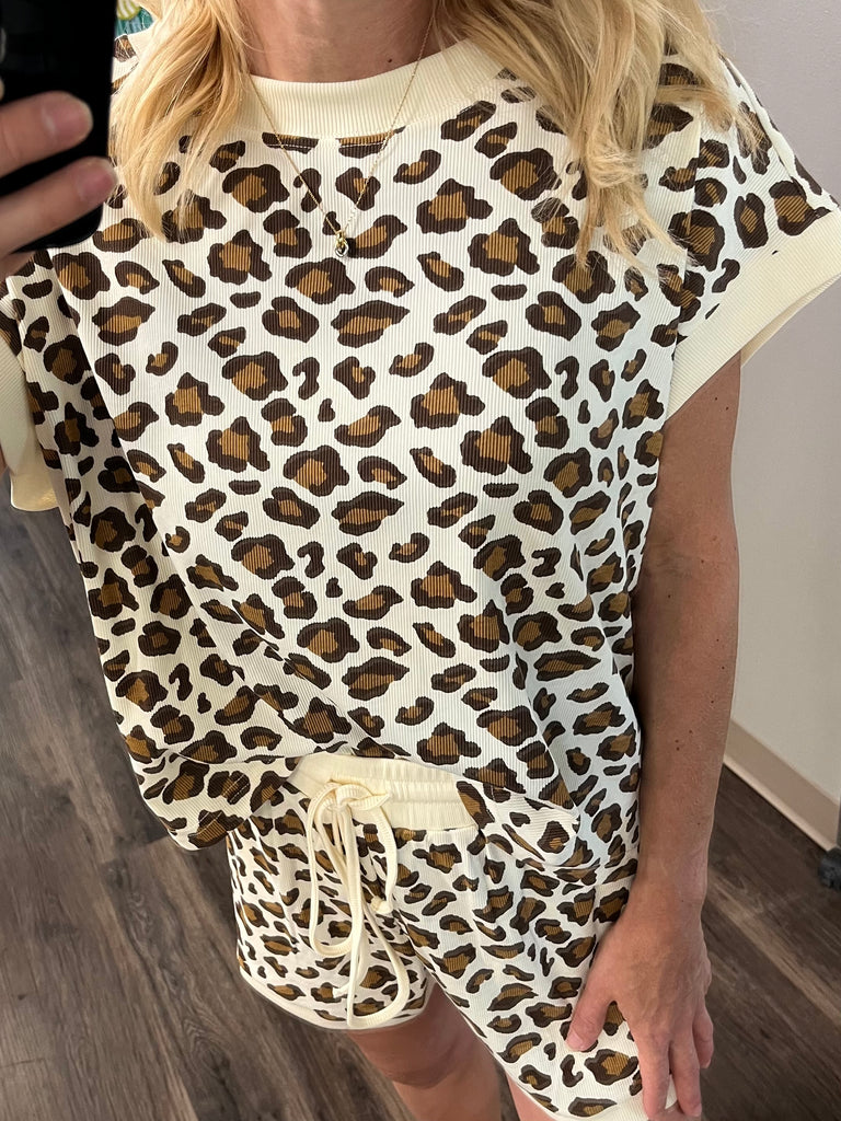 LeeAnn Cheetah Print T-Shirt And Shorts set