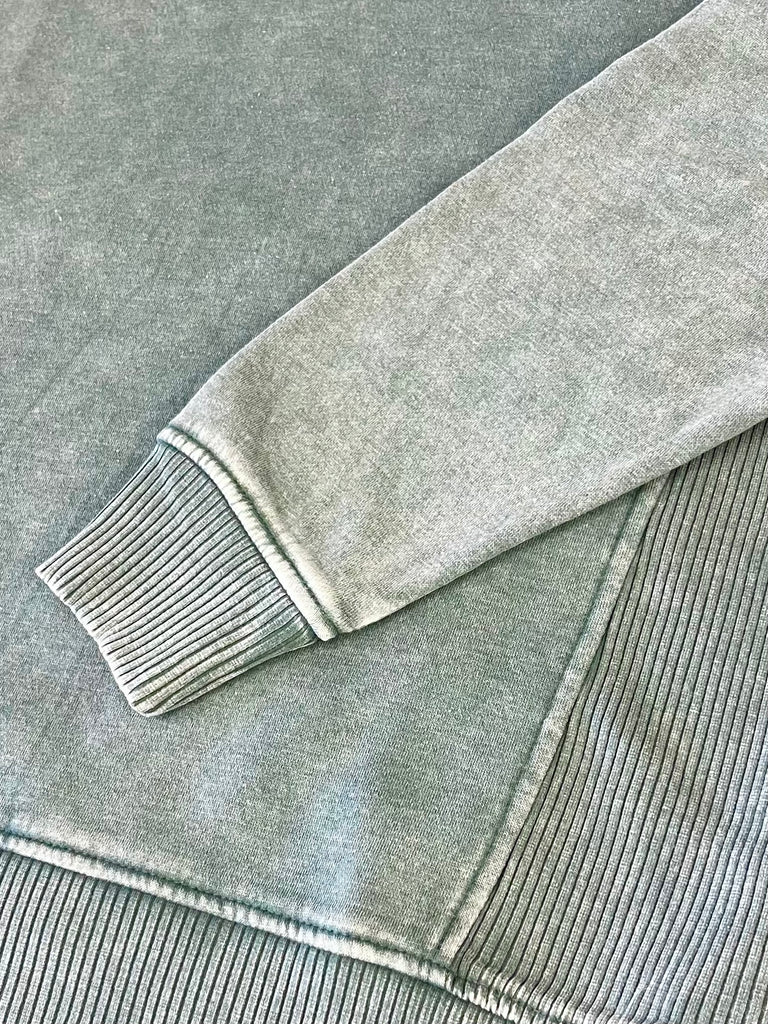 Riley Ribbed Accent Pullover - Mineral Jade