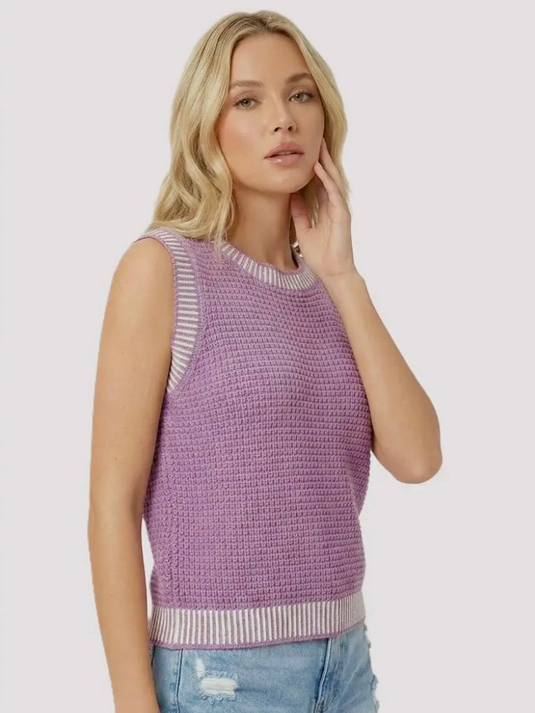 Bella Sweater Tank- Orchid
