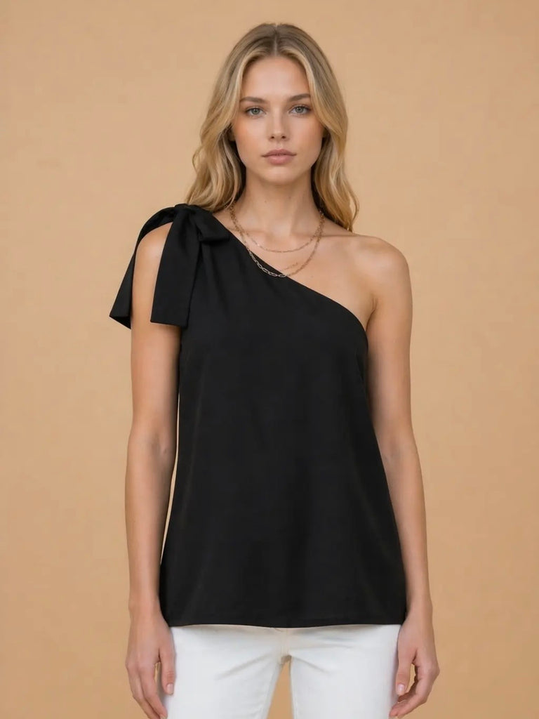 Amaya Black One Shoulder Blouse