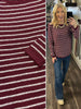 Lynda Striped Waffle Knit Sweater - Maroon