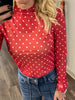 Sheila Long Sleeve Mesh Polka Dot - Red/White