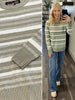 Corina Striped Sweater - Sage/Cream