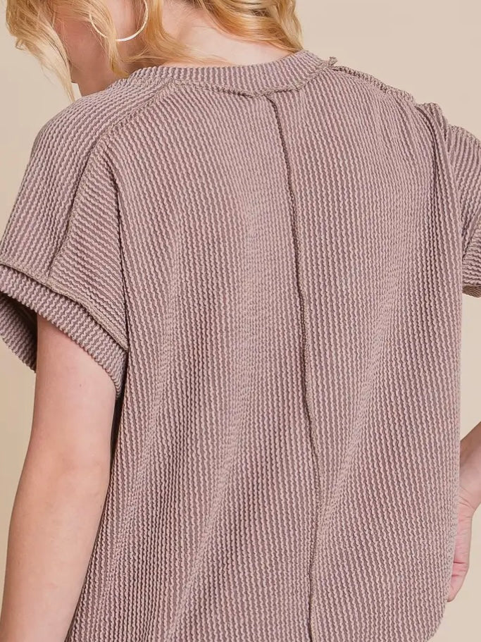 Hallie Ribbed TShirt - Mocha