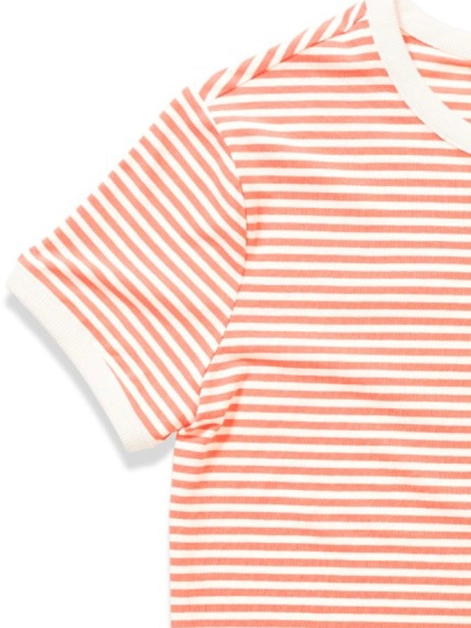 Cora Contrast Striped Tee - Coral