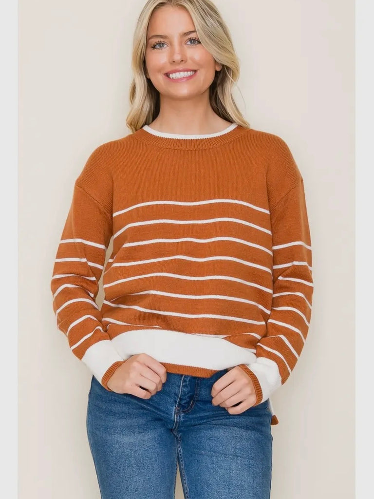 Jessie Striped Sweater - Rust