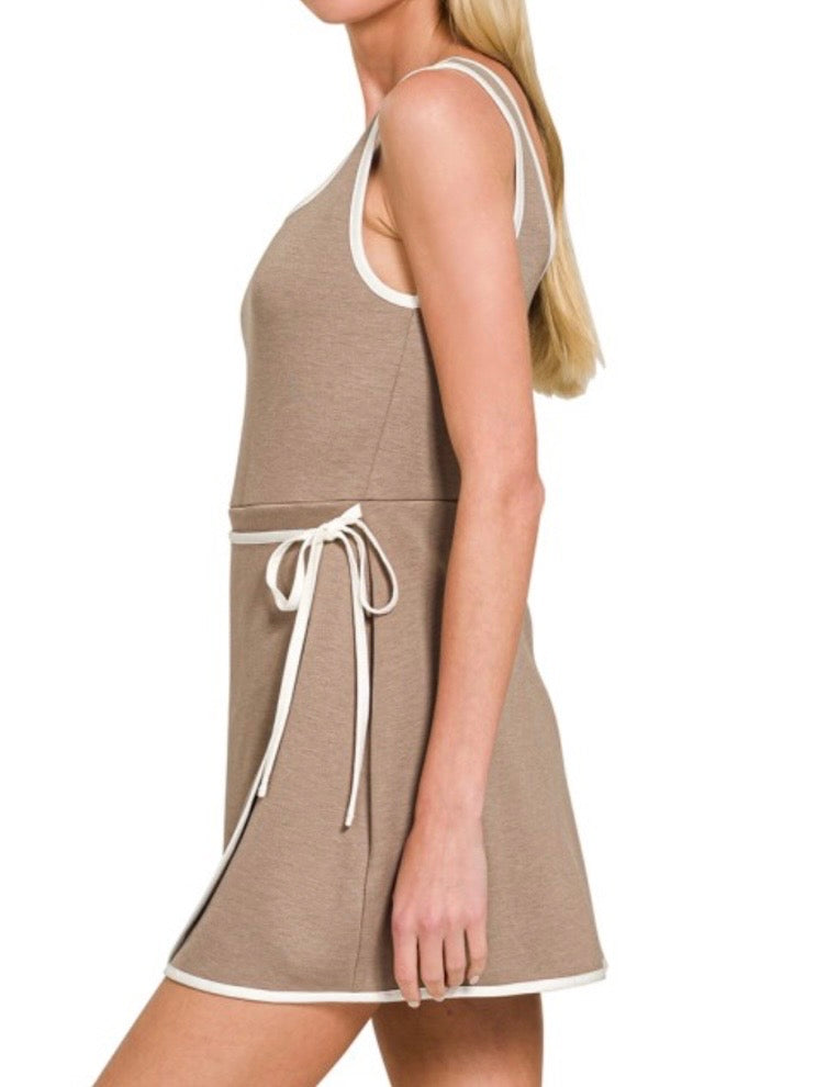 Evie Wrap Dress with Shorts - Khaki