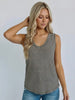 Kori V-Neck Tank - Navy/Oatmeal