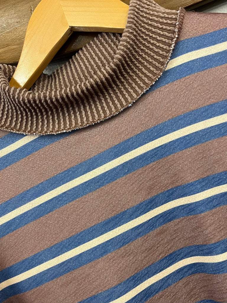 Joey Mock Striped Shirt - Brown / Blue