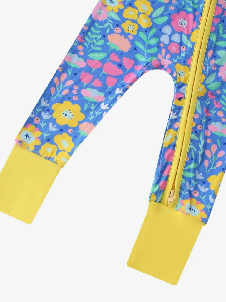 Reese Bamboo Zippy Romper - Garden Dreams