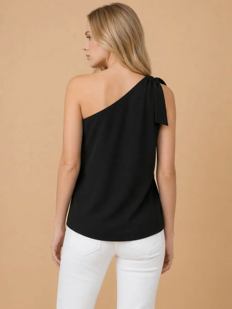 Amaya Black One Shoulder Blouse