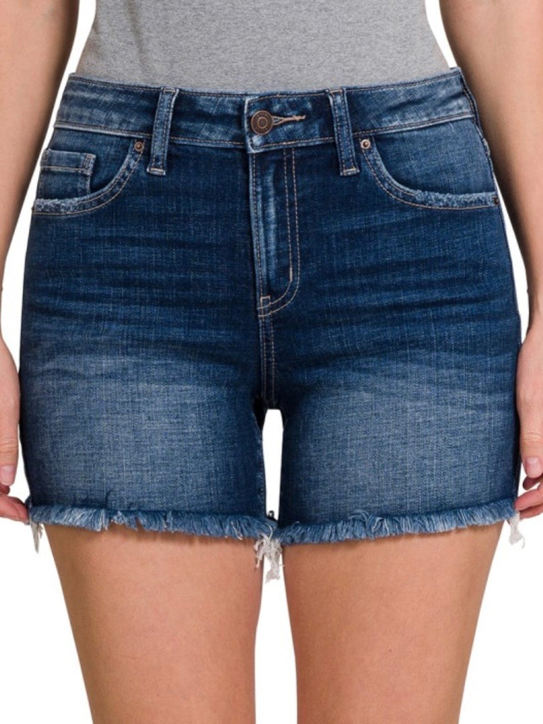 Sara Mid-Rise Raw Hem Shorts