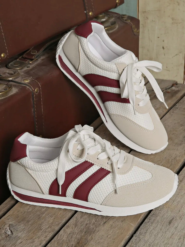 Rory Breathable Tennis Shoes - Maroon/Ivory