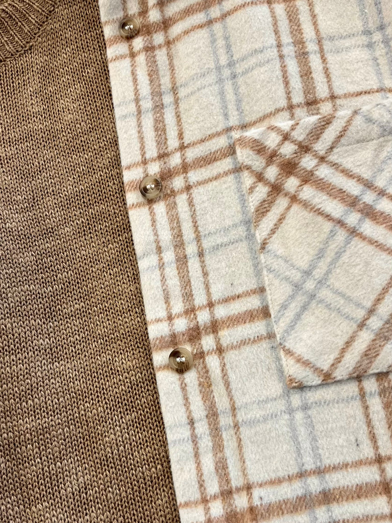 Kristine Oversized Raw-Hem Flannel - Cream