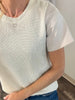 Kesley Leather Sleeve Top- Cream