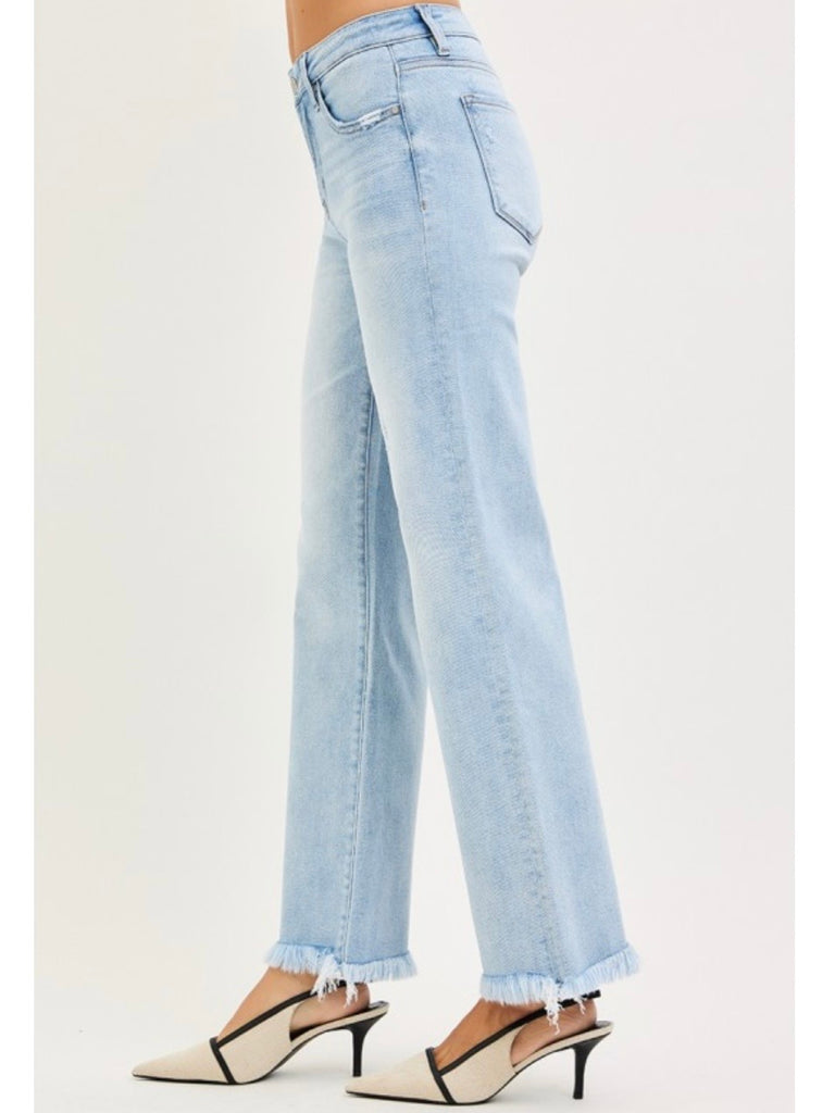 Holly Mid-Rise Light-Wash Straight Denim