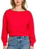 Olivia Boat Neck Top - Red