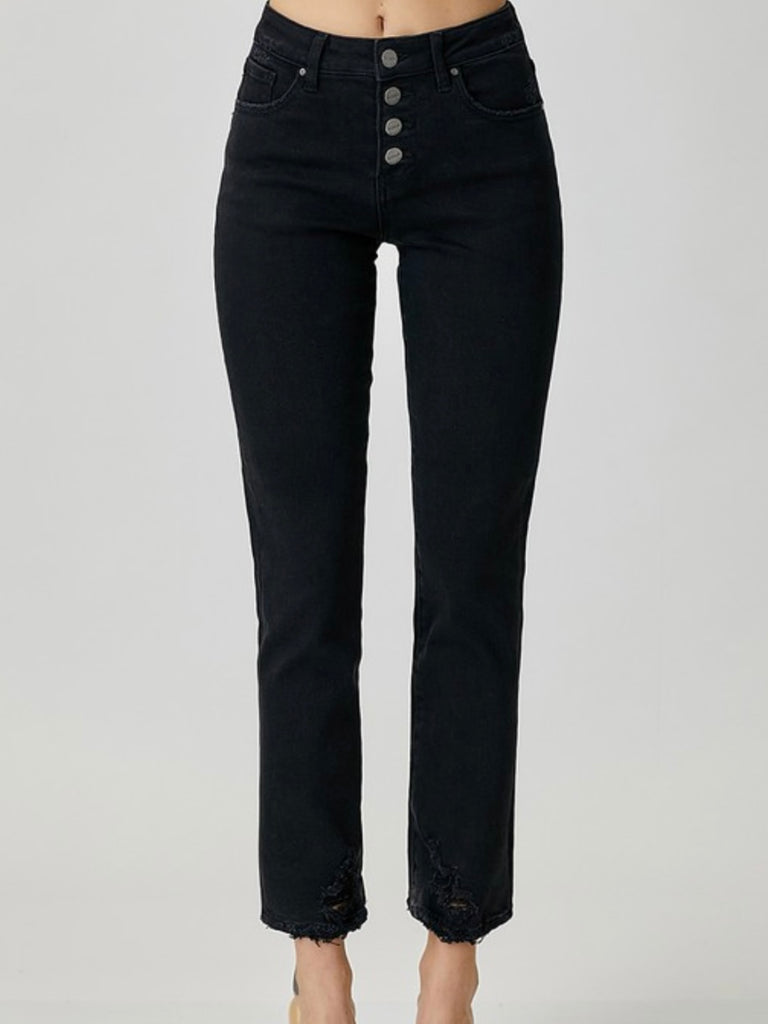 Tiff Mid-Rise Button-Down Denim