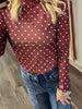 Sheila Long Sleeve Mesh Polka Dot - Maroon/White