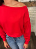 Olivia Boat Neck Top - Red