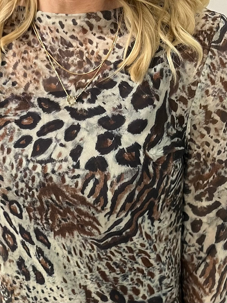 Mindy Leopard Mesh Long Sleeve