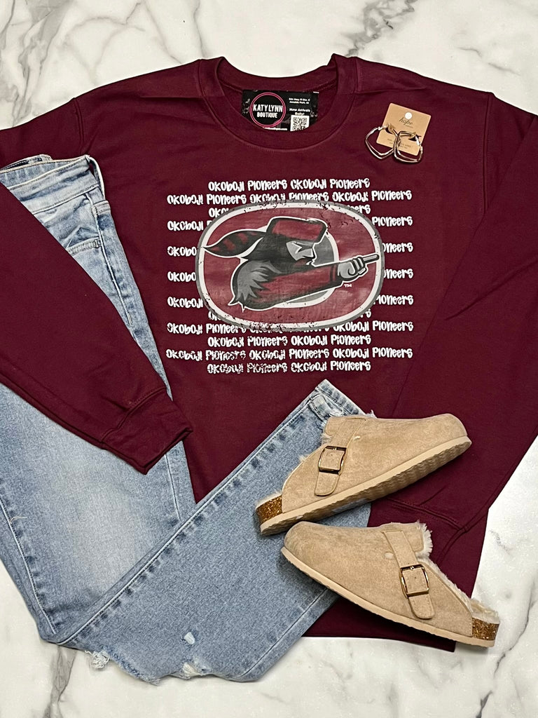 Okoboji Pioneers Multi-Logo Sweatshirt - Maroon