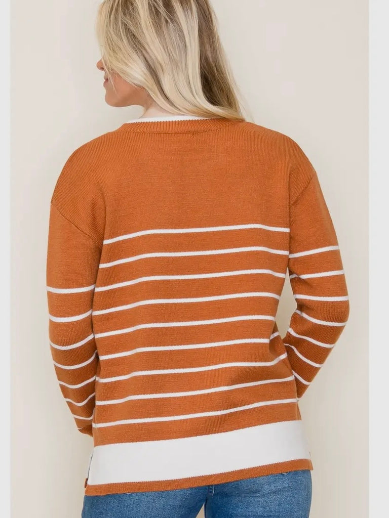 Jessie Striped Sweater - Rust