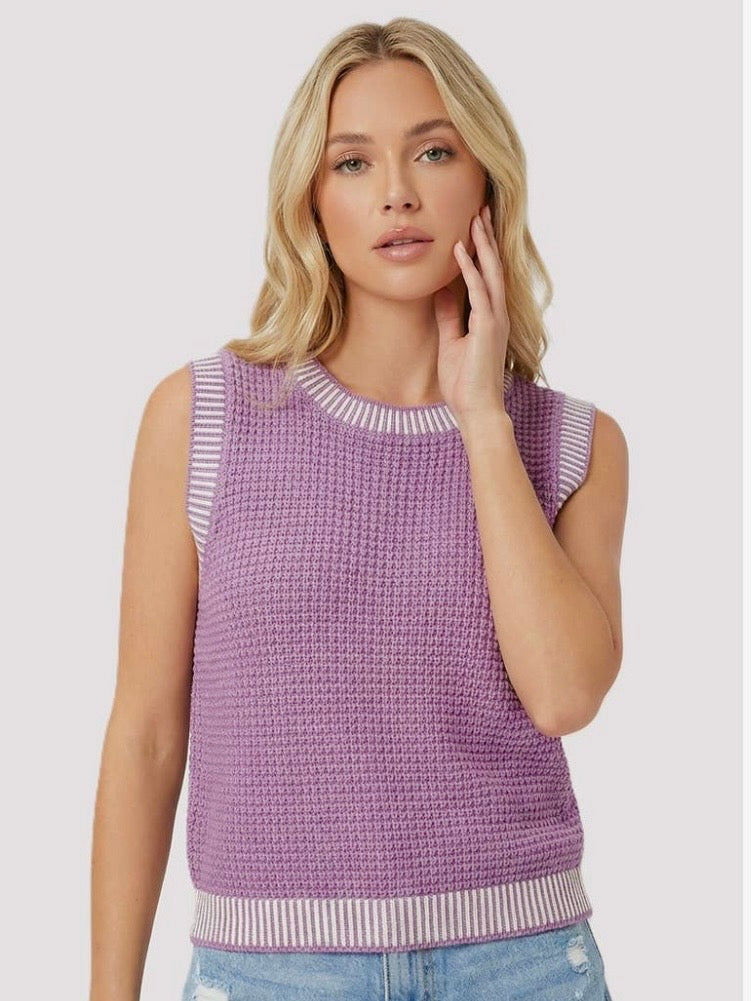 Bella Sweater Tank- Orchid