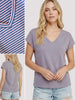 Tiff Striped Short Sleeve - Pink/Denim Blue