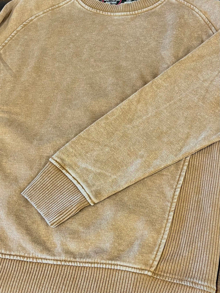 Riley Ribbed Accent Pullover - Carmel