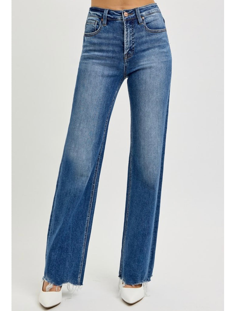 Reggie Wide-Leg Denim with Raw Hem