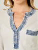 Tess Denim Trimmed Henley