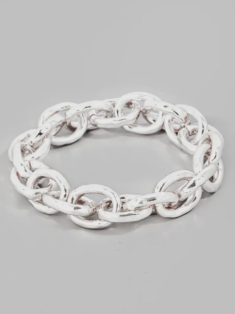 Erin Elastic Chain Link Bracelet - Silver