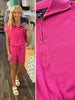 Mel 1/4 Zip Knit Romper - Bright Pink