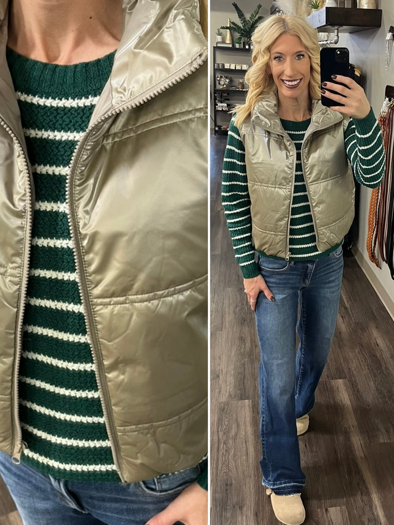 Jayde Rounded Hem Sweater- Evergreen