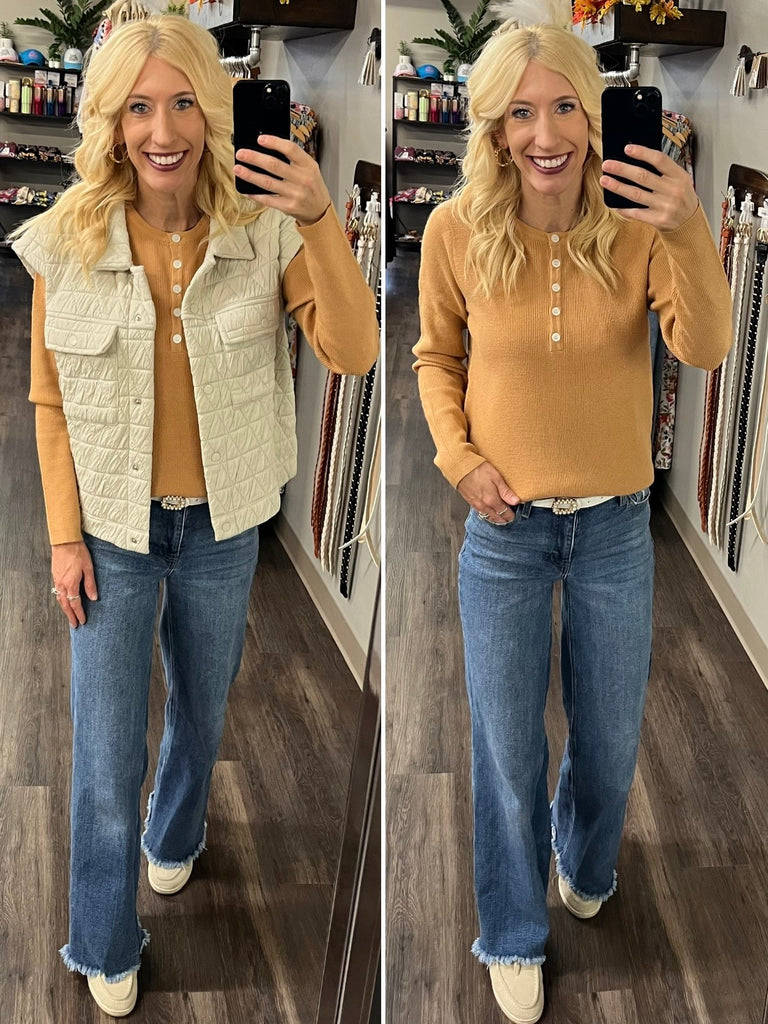 Mariah Henley Sweater - Camel