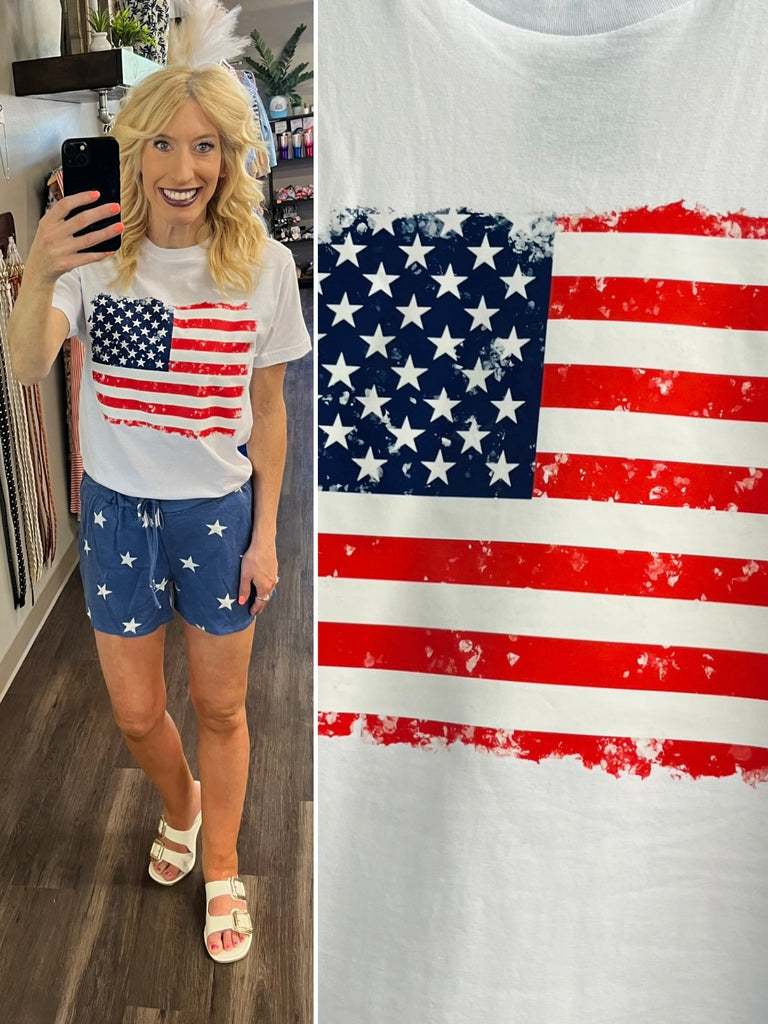 Kendra American Flag Tee -White