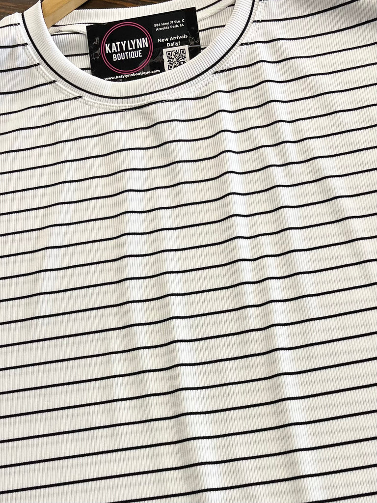 Kate Striped Tee - Ivory/Black