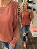 Kaelyn Long Pocket Crewneck - Rust