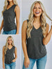 Kori V-Neck Tank - Black/Charcoal