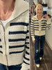 Tina Navy/Taupe Knit Zip-Up