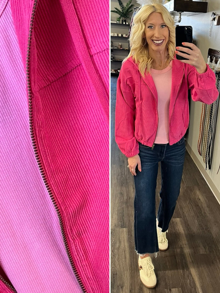 Riley Light Corduroy Jacket - Hot Pink