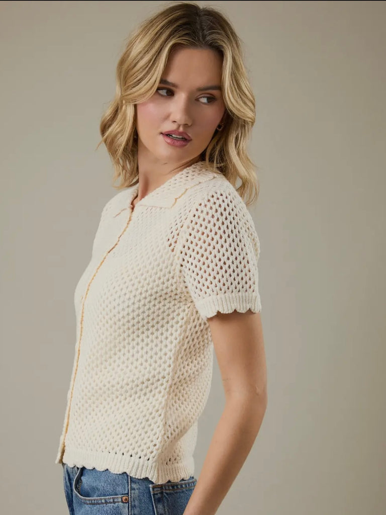 Jade Crochet Button Up Top
