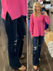 Angela V-Neck Sweater - Pink