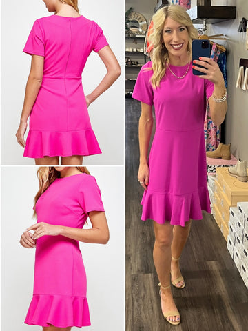 Maddie Essential Dress - Hot Pink