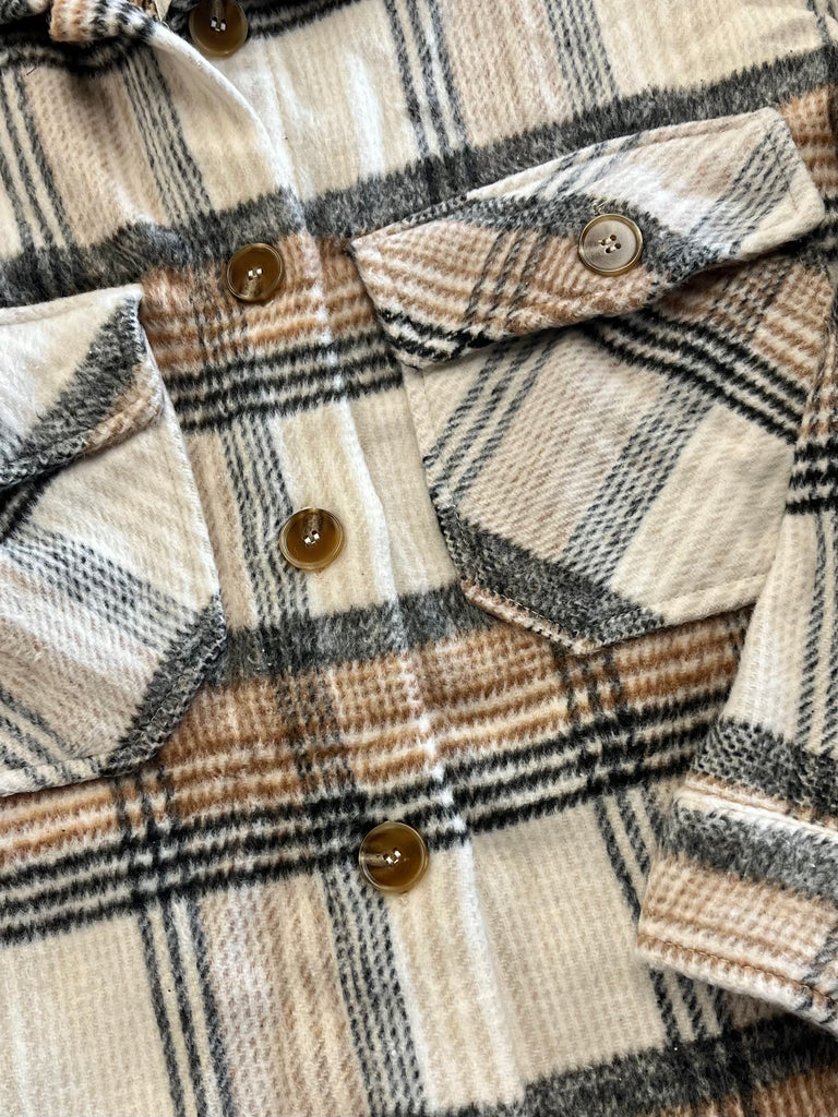Marissa Plaid Shacket - Taupe/Black