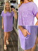 Lacee Mineral Wash T-Shirt Dress - Violet