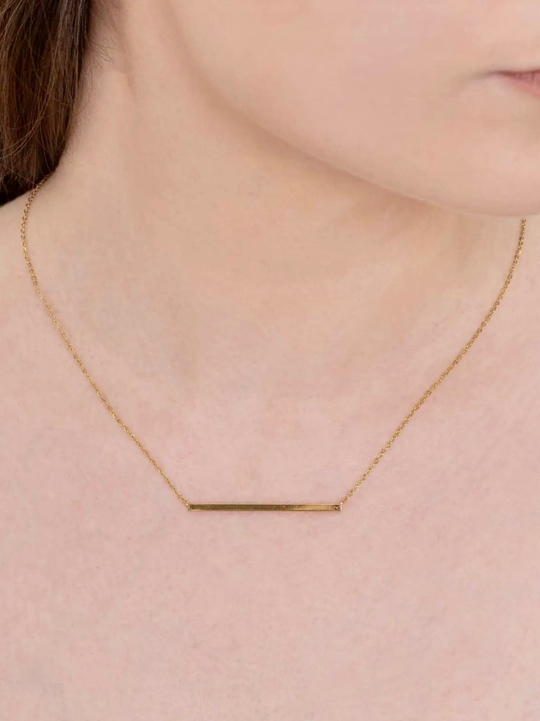 Modern Minimalist Bar Necklace - Gold