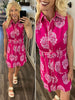 Susen Floral Belt Dress - Pink