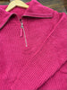 Rose Plush Zip Sweater - Magenta